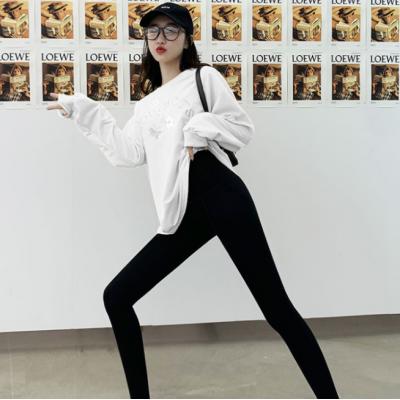 鲨鱼皮打底裤女外穿春季新款芭比收腹提臀紧身弹力瑜伽骑行裤黑色