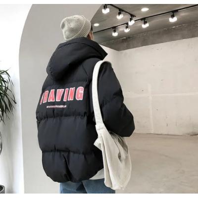 冬季宽松男羽绒服日系加厚保暖连帽休闲印花冬装时尚潮青少年外套
